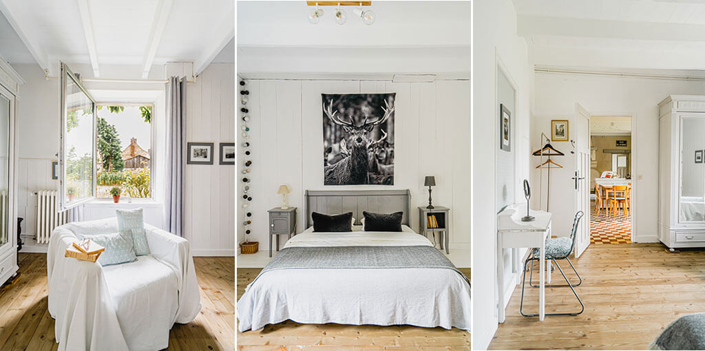 Romantisches Schlafzimmer in familienfreundlichem Ferienhaus in der Bretagne