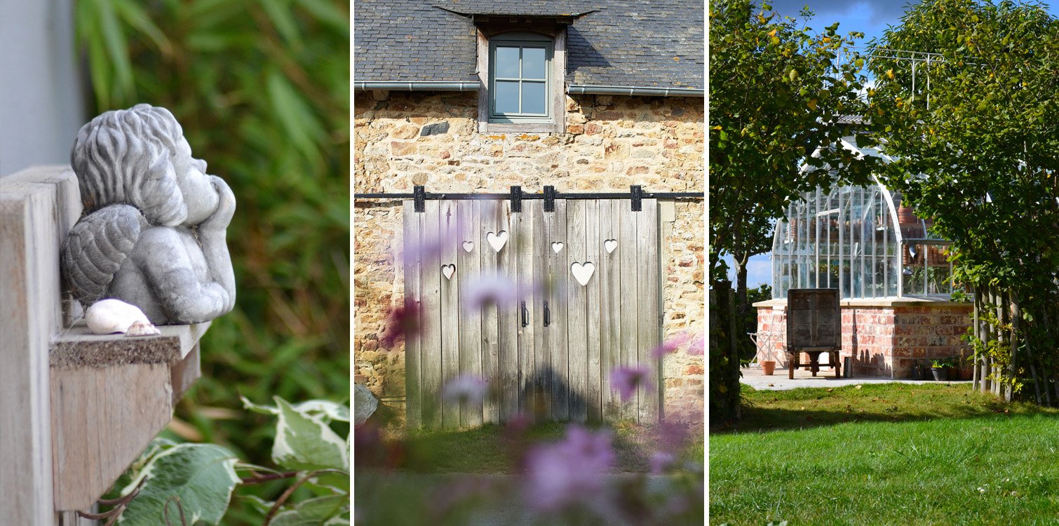 pretty cottage garden in self catering cottage Brittany